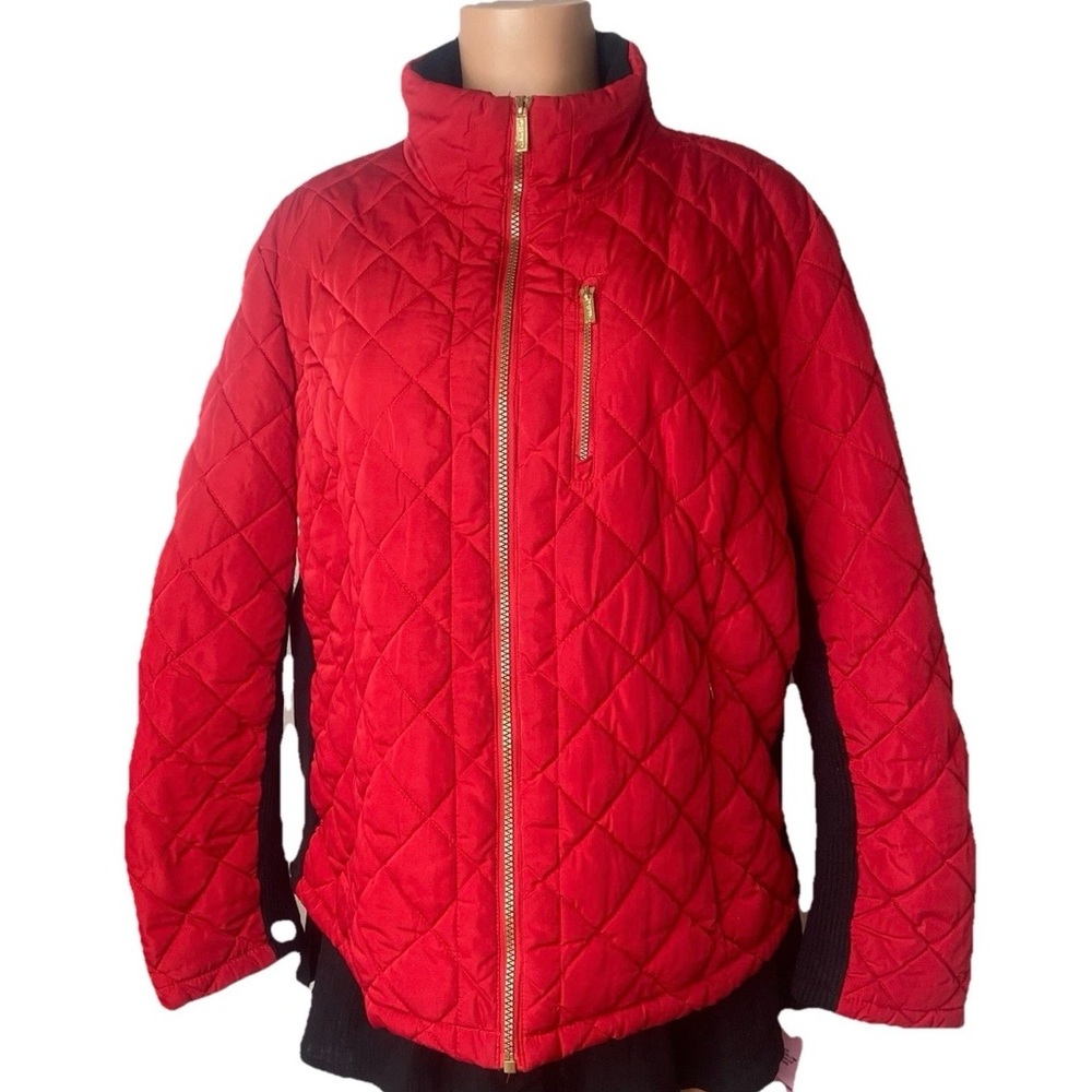 Calvin Klein Women’s Quilted Puffer Jacket‎ Red Full-Zip Size XL
